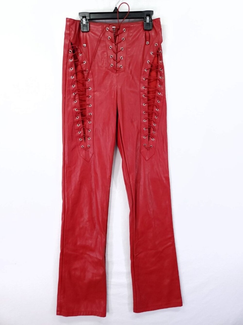 I.AM.GIA Xenia Pants Faux Leather Red Lace Up Slits Size Small (26x33) Y2K Style